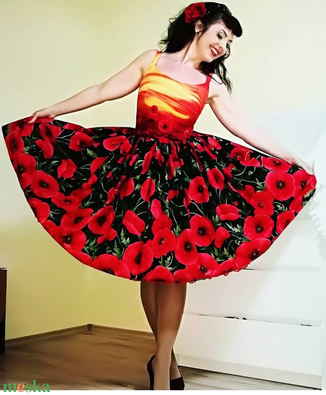 Pinup Rockabilly pipacsos bordűrös - ruha & divat - női ruha - ruha - Meska.hu Pinup Rockabilly pipacsos bordűrös - ruha & divat - női ruha - ruha - Meska.hu