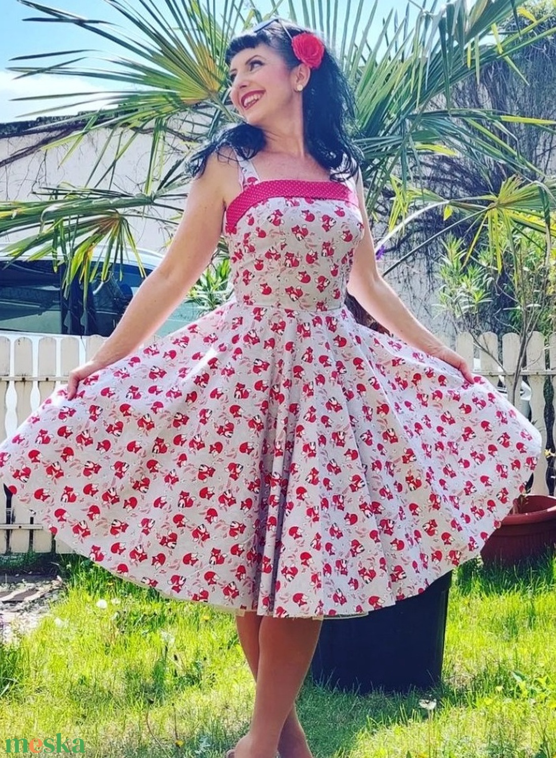 Rockabilly, pinup ruha róka mintás - ruha & divat - női ruha - ruha - Meska.hu Rockabilly, pinup ruha róka mintás - ruha & divat - női ruha - ruha - Meska.hu