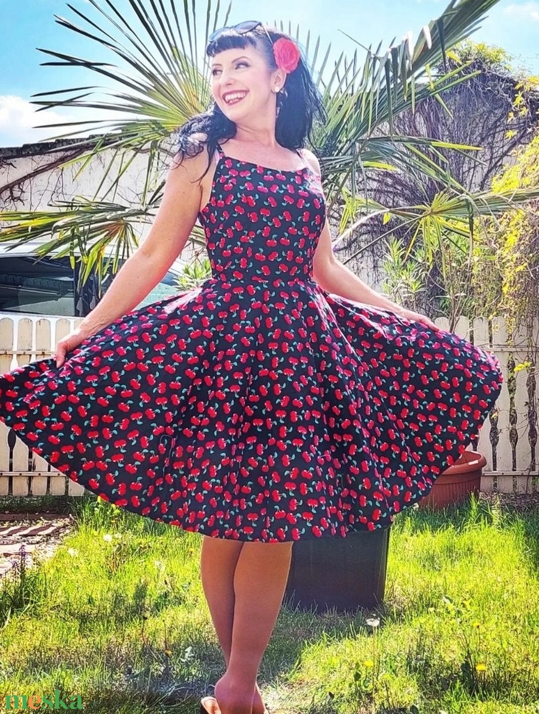 Rockabilly, pinup ruha cseresznyés LIMITÁLT  - ruha & divat - női ruha - ruha - Meska.hu