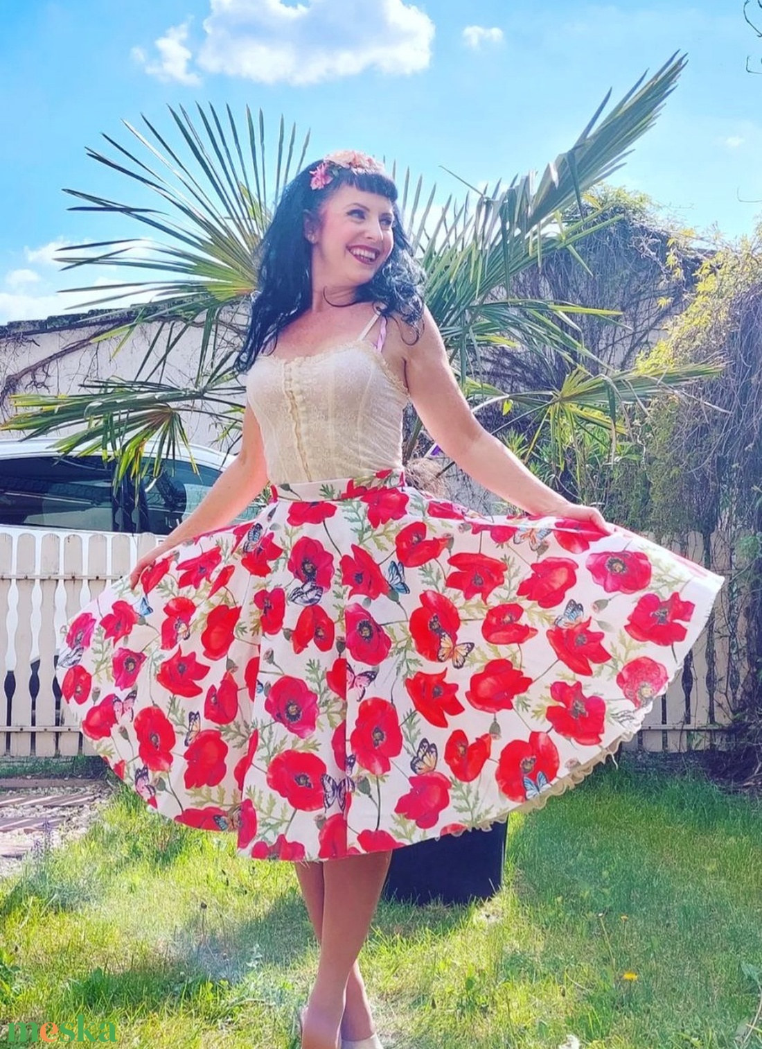 Folk Rockabilly szoknya pipacsos, pillangós - ruha & divat - női ruha - szoknya - Meska.hu Folk Rockabilly szoknya pipacsos, pillangós - ruha & divat - női ruha - szoknya - Meska.hu