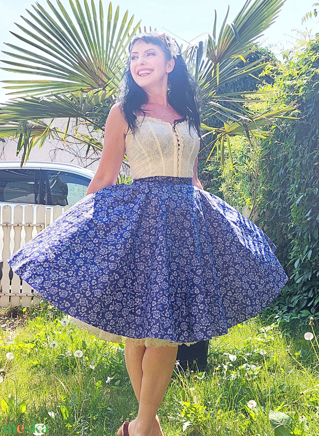Folk Rockabilly szoknya kékfestő tulipános mintás - ruha & divat - női ruha - szoknya - Meska.hu Folk Rockabilly szoknya kékfestő tulipános mintás - ruha & divat - női ruha - szoknya - Meska.hu