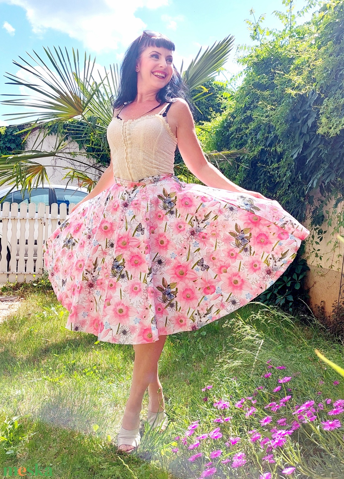 Pinup Rockabilly szoknya rózsaszín Nárcisz, virágos - ruha & divat - női ruha - szoknya - Meska.hu Pinup Rockabilly szoknya rózsaszín Nárcisz, virágos - ruha & divat - női ruha - szoknya - Meska.hu