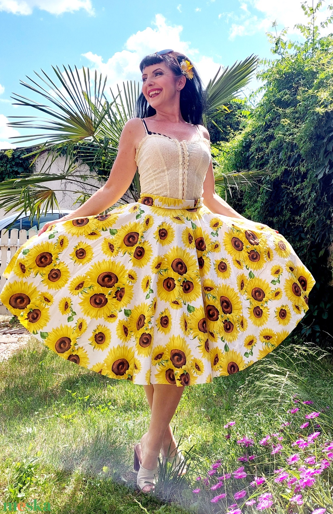 Pinup Rockabilly szoknya napraforgó mintás virágos - ruha & divat - női ruha - szoknya - Meska.hu Pinup Rockabilly szoknya napraforgó mintás virágos - ruha & divat - női ruha - szoknya - Meska.hu
