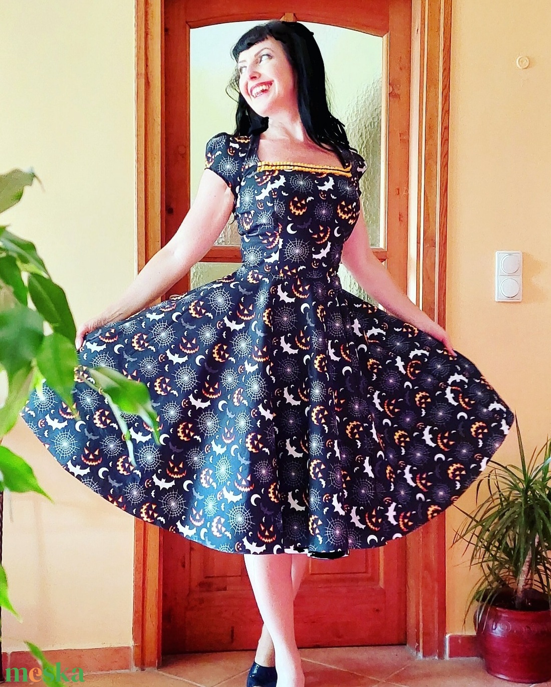 Pinup Rockabilly ruha LIMITALT klasszikus tökök Halloween  - otthon & életmód - dekoráció - halloween - halloweeni jelmez és kiegészítők - Meska.hu