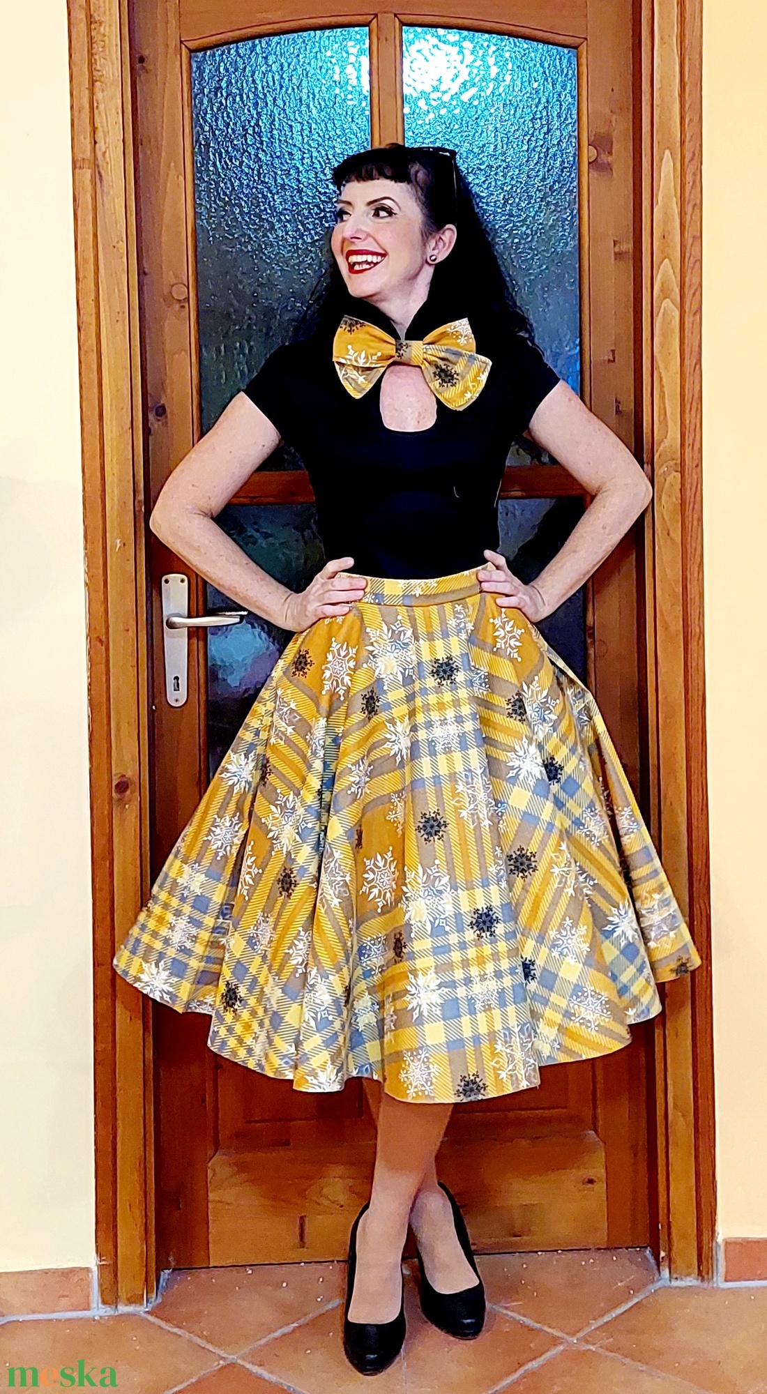 Pinup Rockabilly szoknya karácsonyi mintás skótkockás  - ruha & divat - női ruha - szoknya - Meska.hu