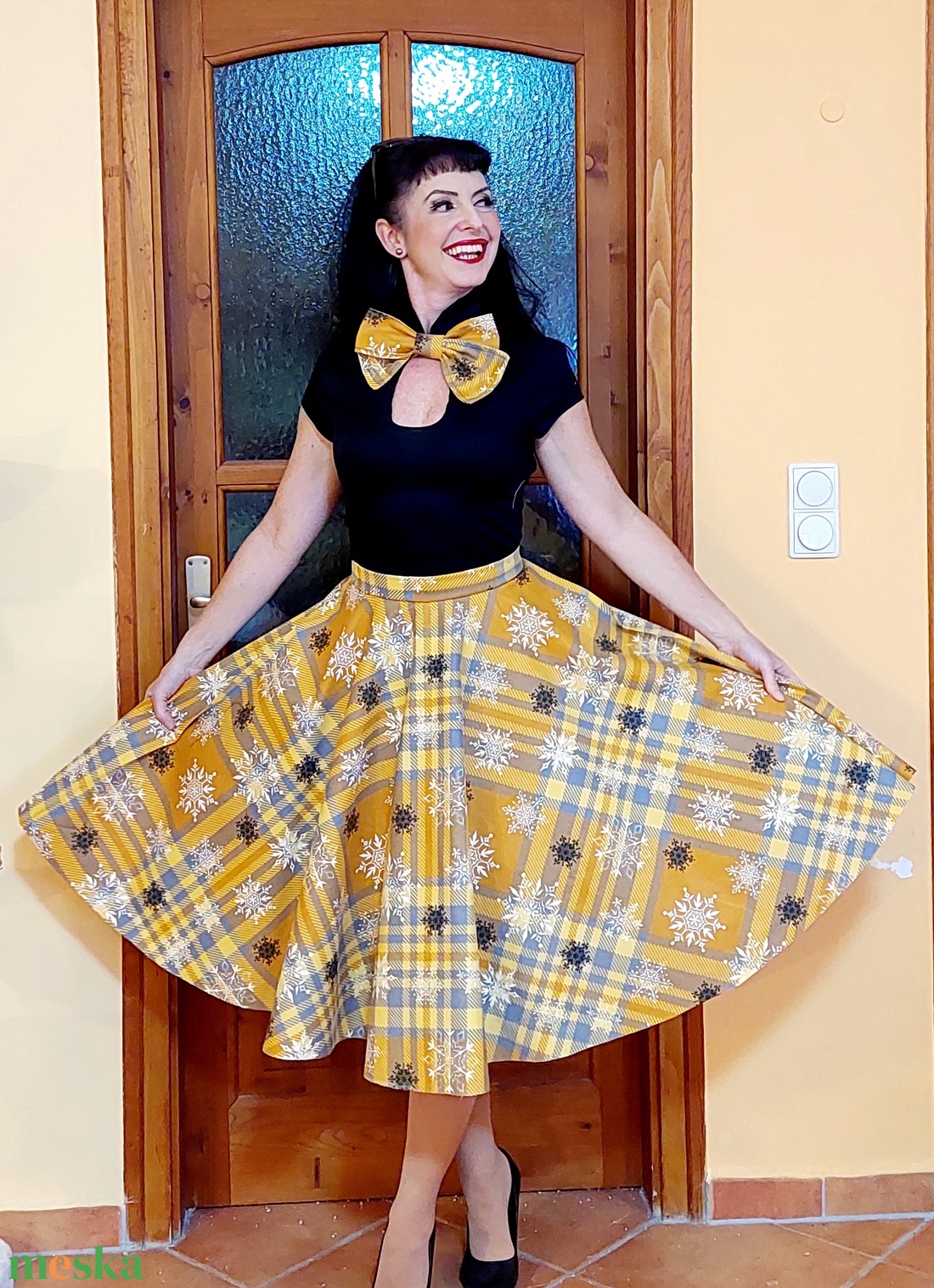 Pinup Rockabilly szoknya karácsonyi mintás skótkockás  - ruha & divat - női ruha - szoknya - Meska.hu