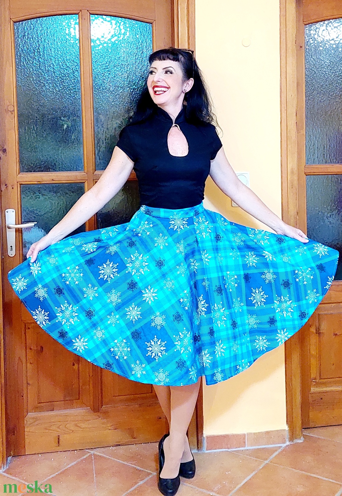 Pinup Rockabilly szoknya karácsonyi mintás skótkockás  - ruha & divat - női ruha - szoknya - Meska.hu