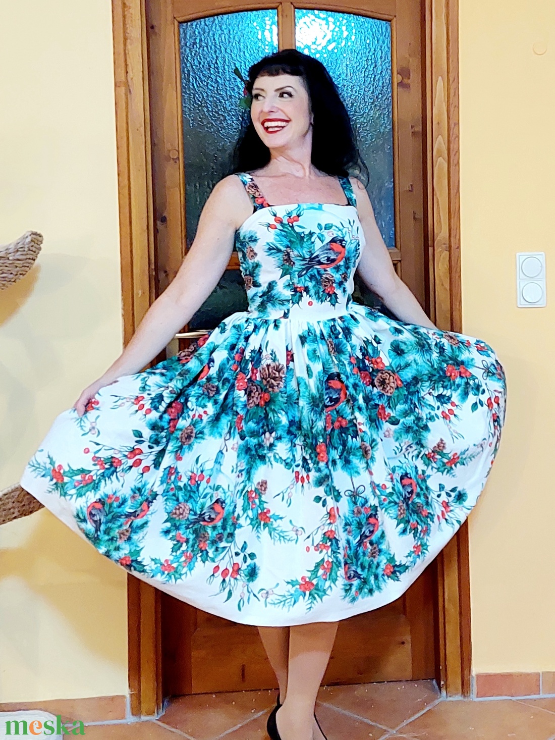 Pinup Rockabilly ruha, karácsonyi LIMITÁLT mintás  - ruha & divat - női ruha - ruha - Meska.hu
