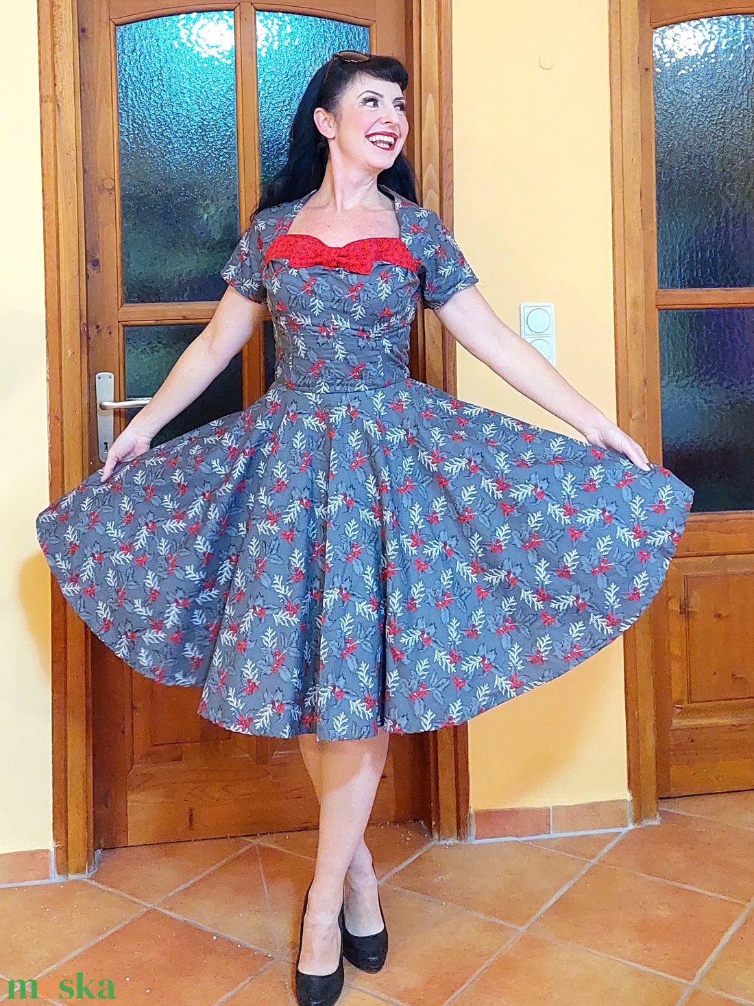 Pinup Rockabilly ruha, karácsonyi mintás  - ruha & divat - női ruha - ruha - Meska.hu