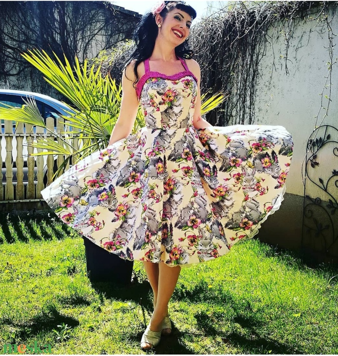 Pinup Rockabilly ruha nyuszi mintás, virágos LIMITÁLT - ruha & divat - női ruha - ruha - Meska.hu Pinup Rockabilly ruha nyuszi mintás, virágos LIMITÁLT - ruha & divat - női ruha - ruha - Meska.hu