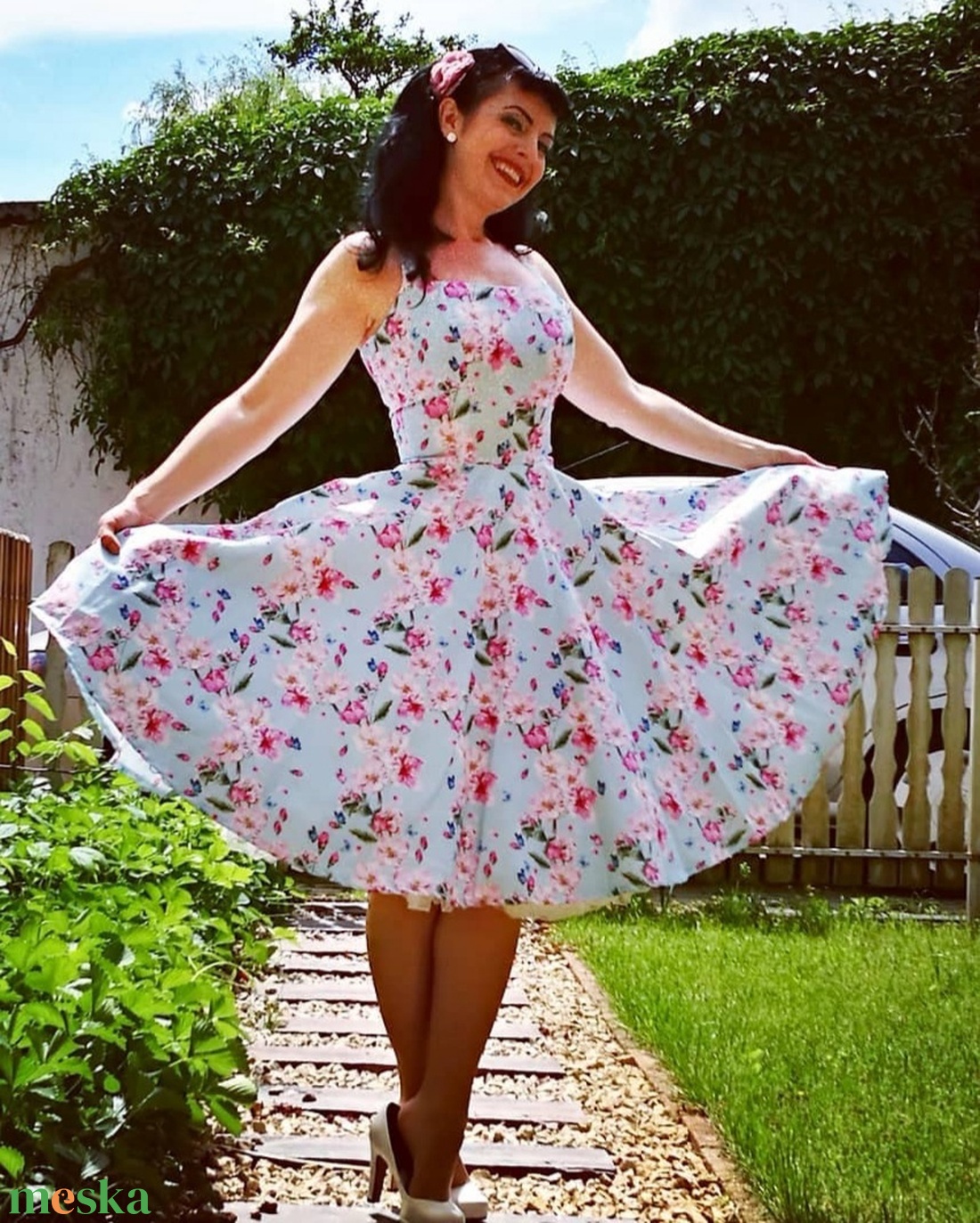 Pinup Rockabilly ruha, sakura, cseresznye virág mintás LIMITÁLT - ruha & divat - női ruha - ruha - Meska.hu Pinup Rockabilly ruha, sakura, cseresznye virág mintás LIMITÁLT - ruha & divat - női ruha - ruha - Meska.hu