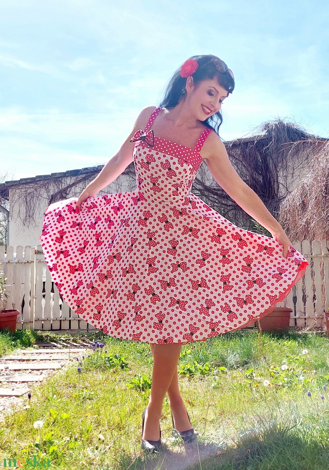 Pinup Rockabilly ruha piros pöttyös masnis - ruha & divat - női ruha - ruha - Meska.hu Pinup Rockabilly ruha piros pöttyös masnis - ruha & divat - női ruha - ruha - Meska.hu