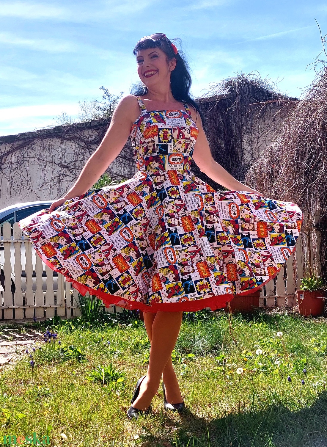 Pinup Rockabilly ruha, képregeny szuperhős  - ruha & divat - női ruha - ruha - Meska.hu