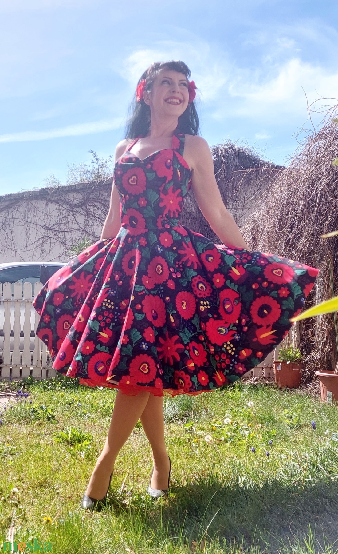 Folk Rockabilly ruha, kalocsai mintás fekete, menyecske, népi mintás - ruha & divat - női ruha - ruha - Meska.hu Folk Rockabilly ruha, kalocsai mintás fekete, menyecske, népi mintás - ruha & divat - női ruha - ruha - Meska.hu