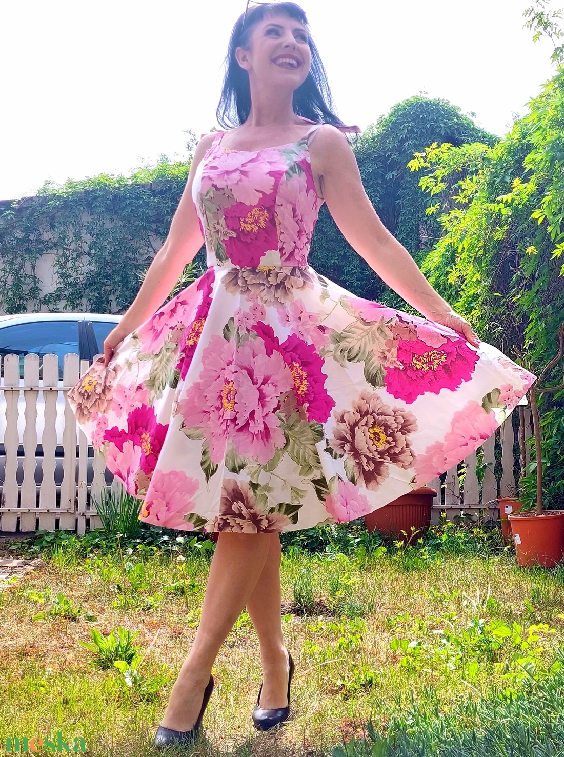 Folk Rockabilly ruha, viragos menyecske, mintás  - ruha & divat - női ruha - ruha - Meska.hu
