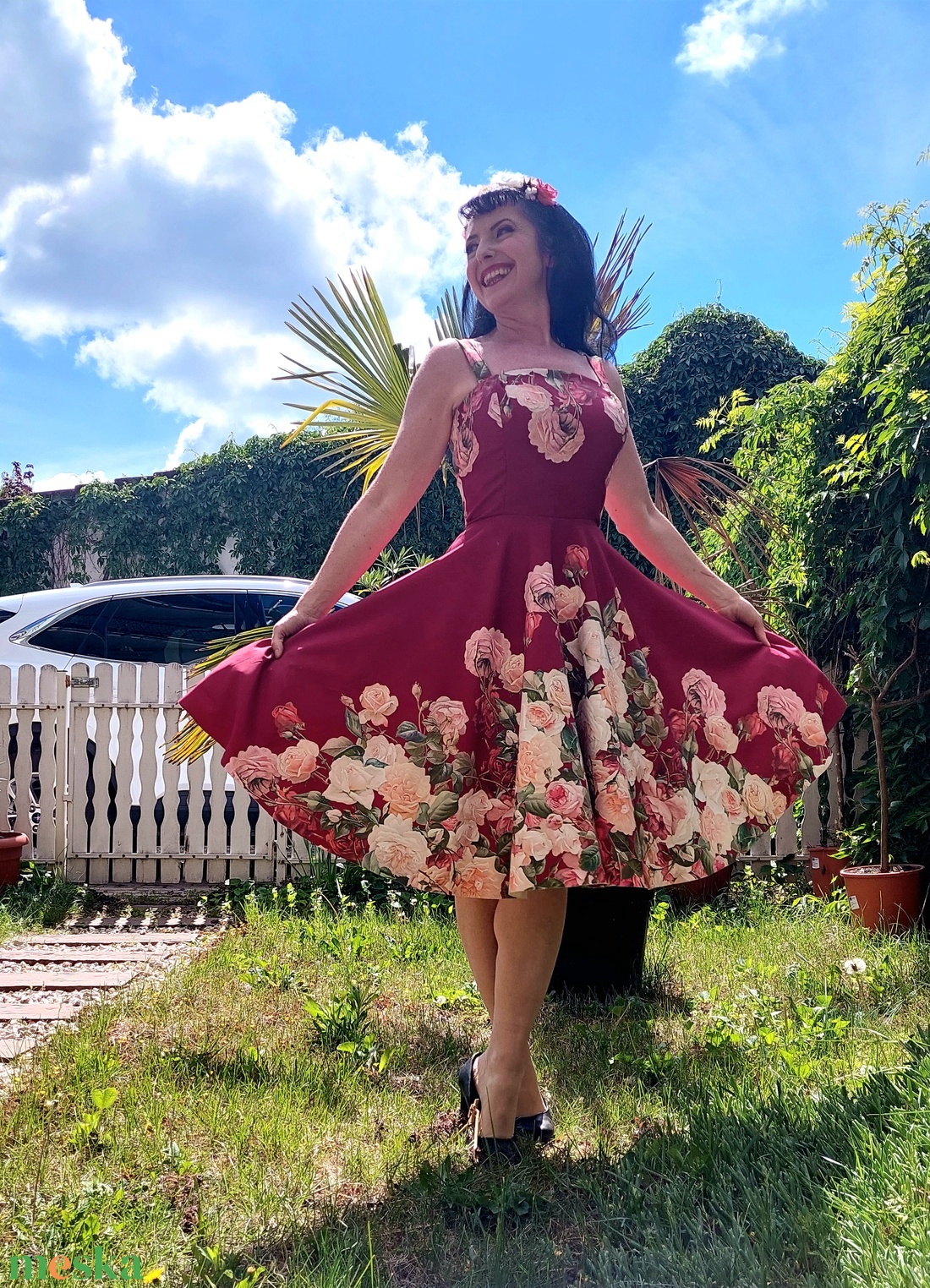 Folk Rockabilly ruha, rózsa mintás fehér, menyecske, népi mintás - ruha & divat - női ruha - ruha - Meska.hu Folk Rockabilly ruha, rózsa mintás fehér, menyecske, népi mintás - ruha & divat - női ruha - ruha - Meska.hu
