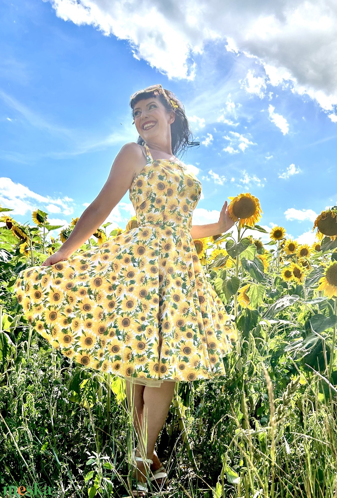 Pinup Rockabilly ruha, napraforgó mintás - ruha & divat - női ruha - ruha - Meska.hu Pinup Rockabilly ruha, napraforgó mintás - ruha & divat - női ruha - ruha - Meska.hu