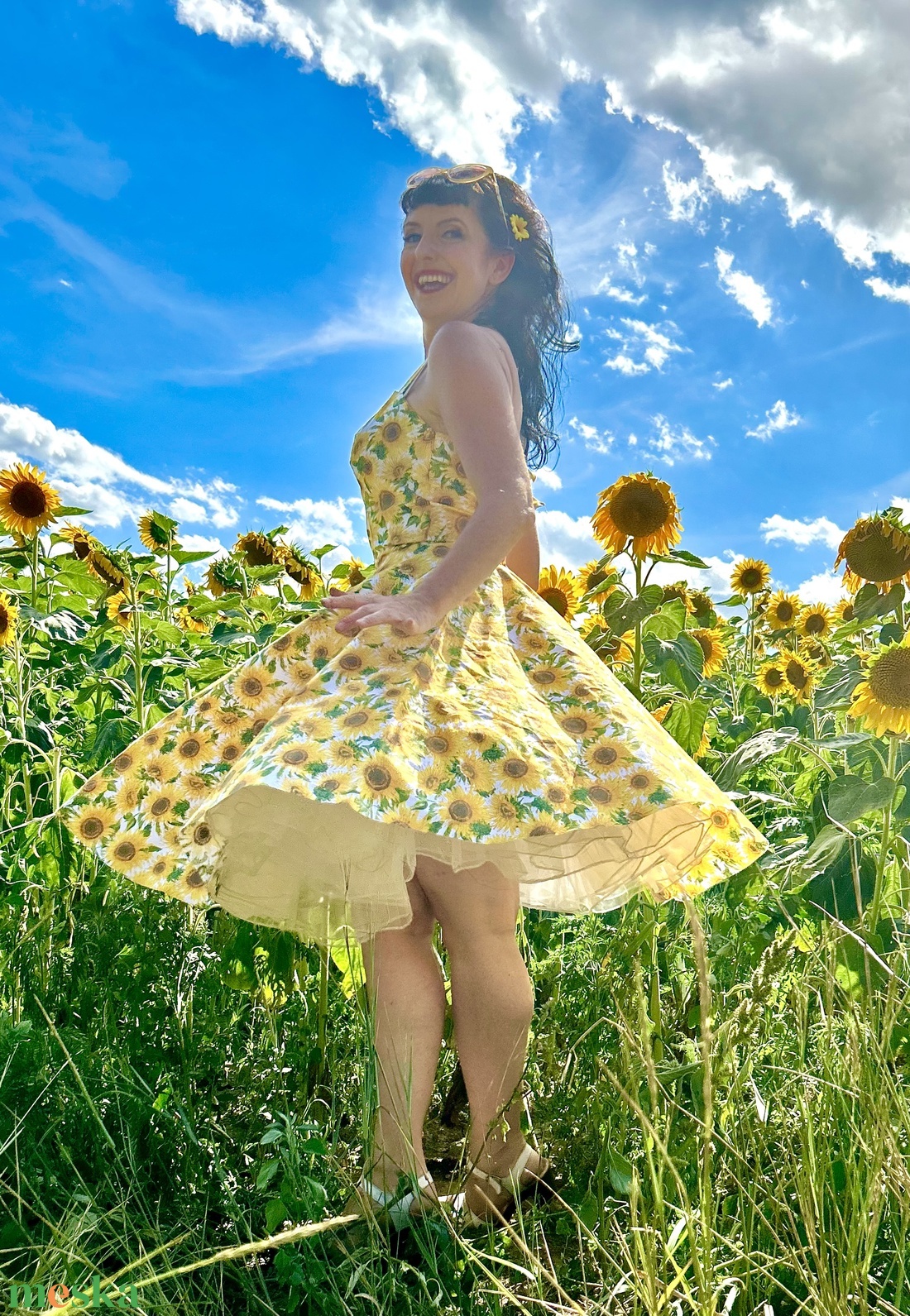 Pinup Rockabilly ruha, napraforgó mintás - ruha & divat - női ruha - ruha - Meska.hu Pinup Rockabilly ruha, napraforgó mintás - ruha & divat - női ruha - ruha - Meska.hu