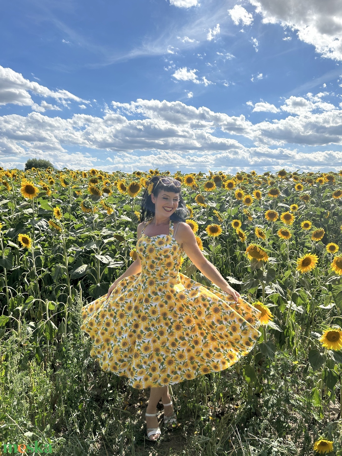 Pinup Rockabilly ruha, napraforgó mintás - ruha & divat - női ruha - ruha - Meska.hu Pinup Rockabilly ruha, napraforgó mintás - ruha & divat - női ruha - ruha - Meska.hu