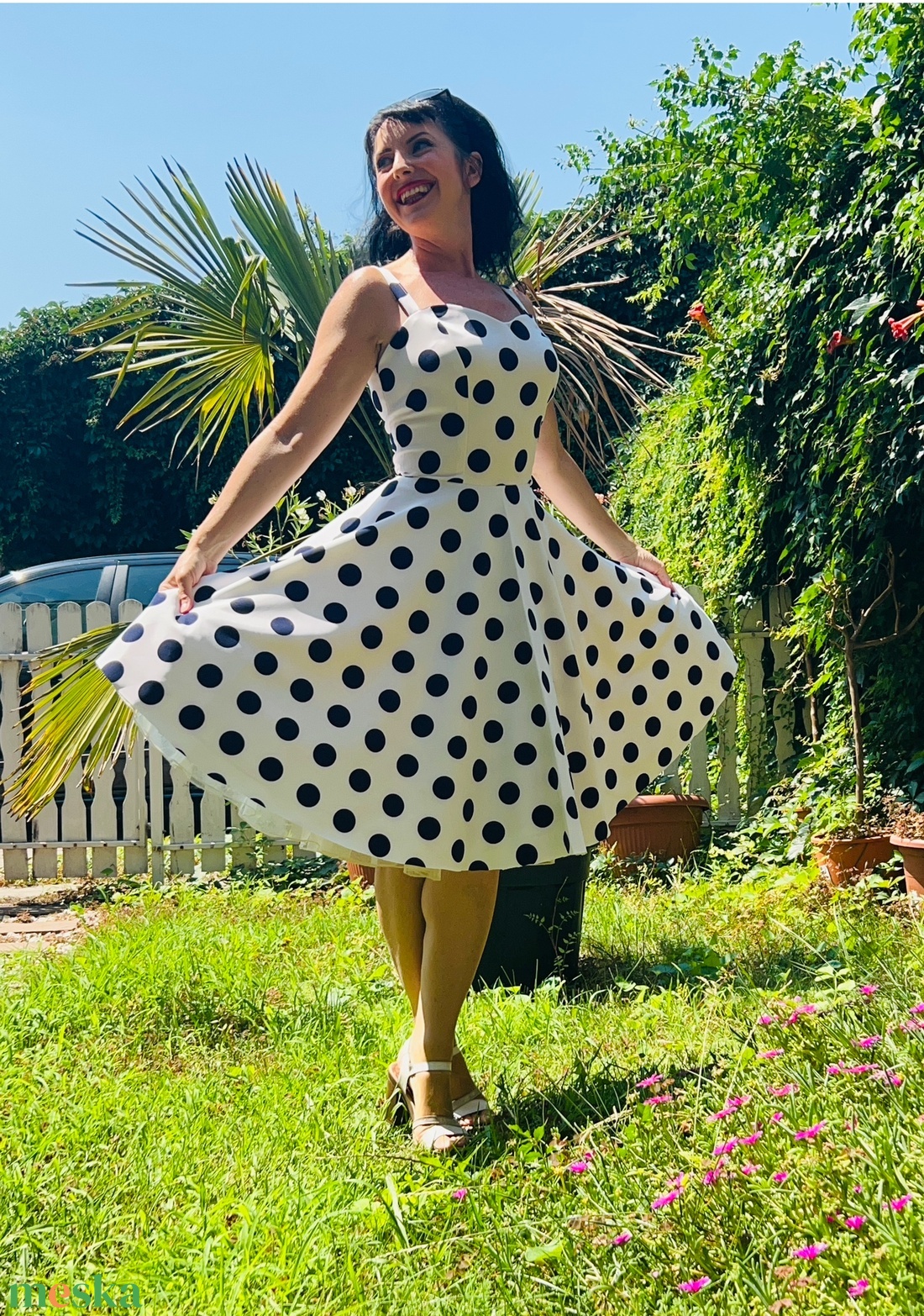 Pinup Rockabilly LIMITÁLT ruha navy kék pöttyös  - ruha & divat - női ruha - ruha - Meska.hu