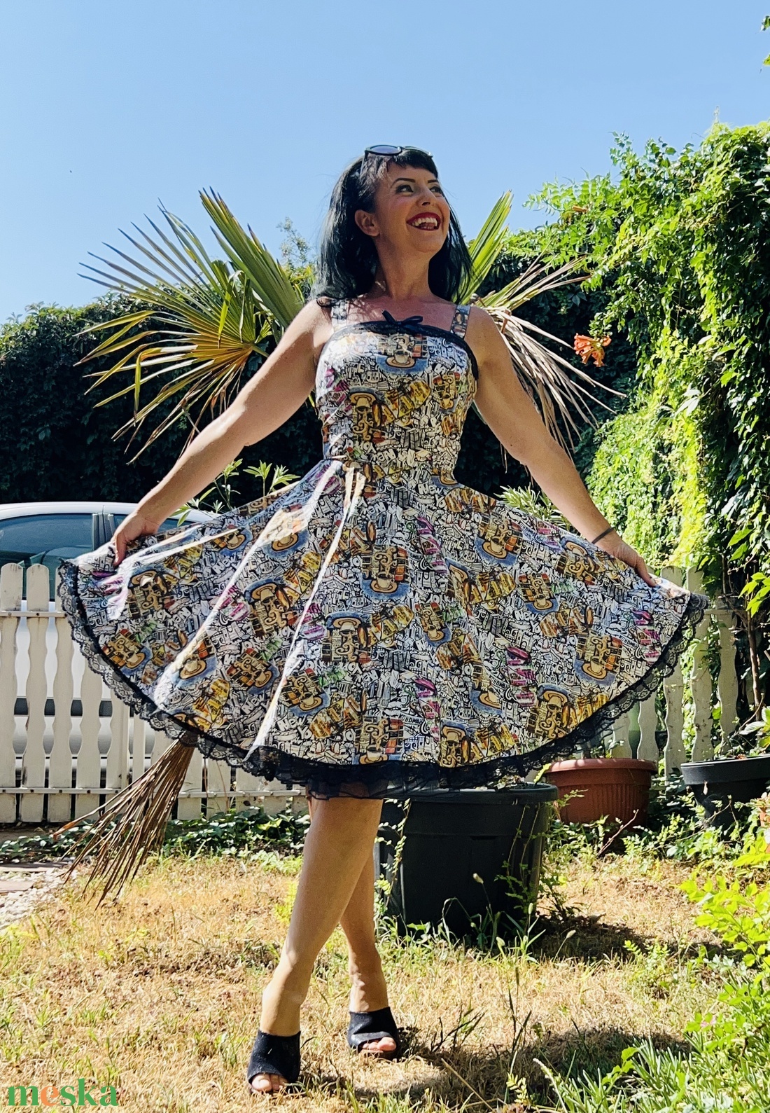 Pinup Rockabilly ruha, graffiti képregeny szuperhős  - ruha & divat - női ruha - ruha - Meska.hu