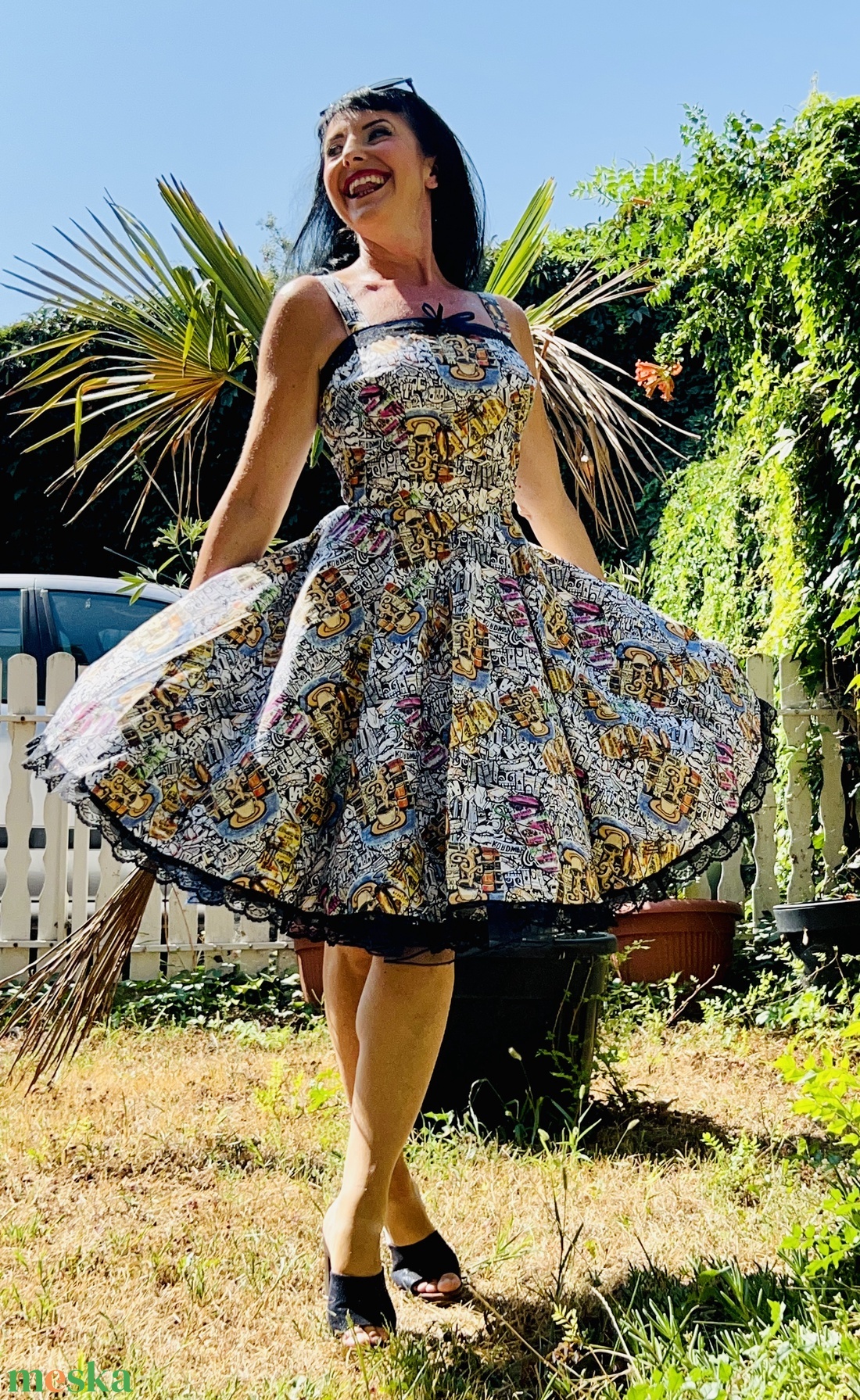 Pinup Rockabilly ruha, graffiti képregeny szuperhős  - ruha & divat - női ruha - ruha - Meska.hu