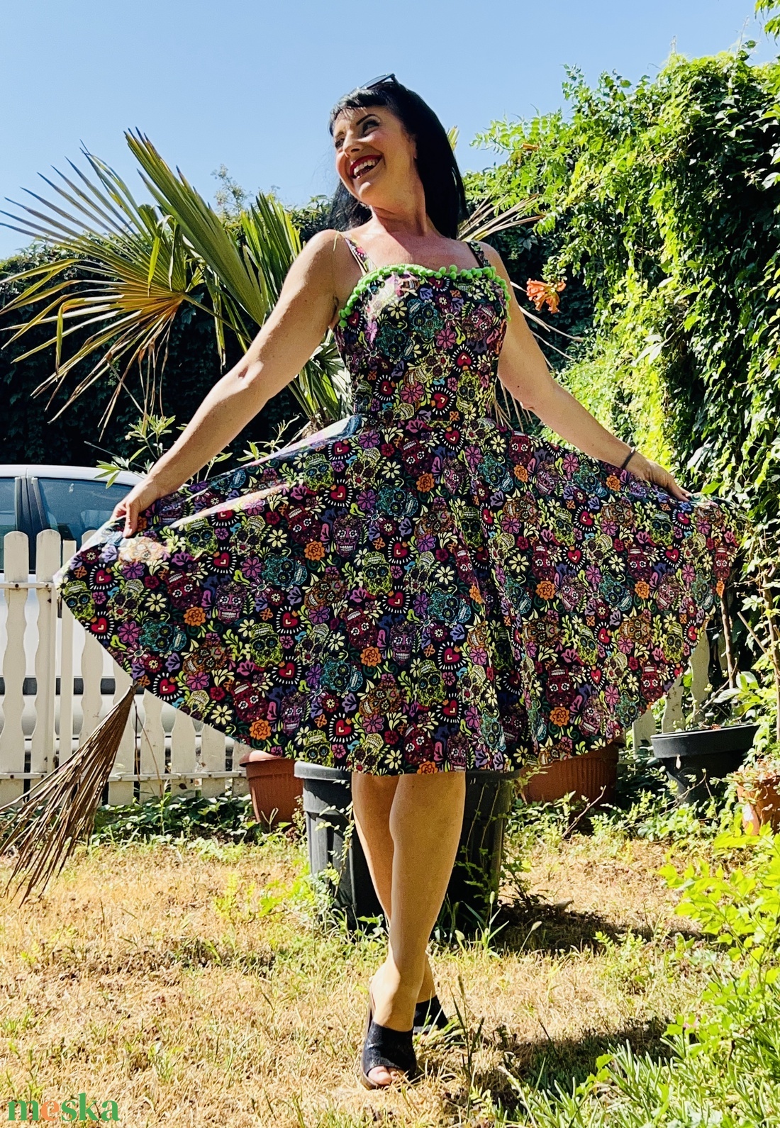 Pinup Rockabilly ruha, mexikói koponya - ruha & divat - női ruha - ruha - Meska.hu