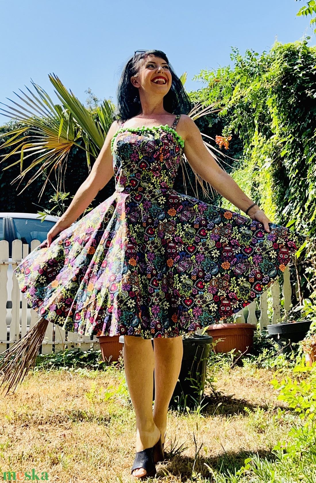 Pinup Rockabilly ruha, mexikói koponya - ruha & divat - női ruha - ruha - Meska.hu