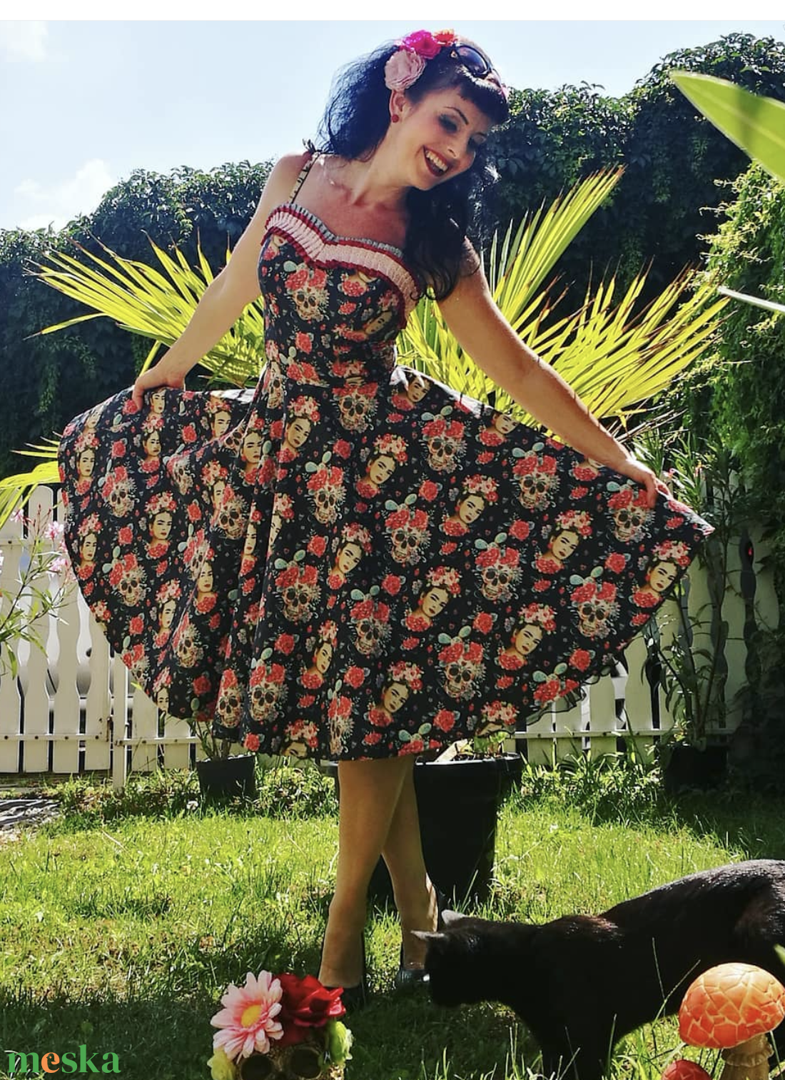 Pinup Rockabilly ruha koponyás Frida goth Halloween - ruha & divat - női ruha - ruha - Meska.hu Pinup Rockabilly ruha koponyás Frida goth Halloween - ruha & divat - női ruha - ruha - Meska.hu