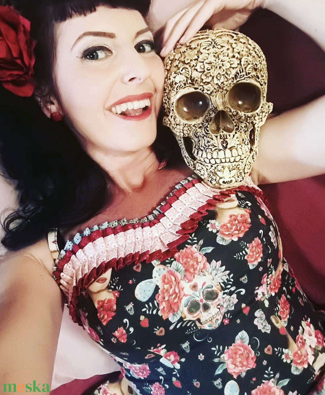 Pinup Rockabilly ruha koponyás Frida goth Halloween - ruha & divat - női ruha - ruha - Meska.hu Pinup Rockabilly ruha koponyás Frida goth Halloween - ruha & divat - női ruha - ruha - Meska.hu