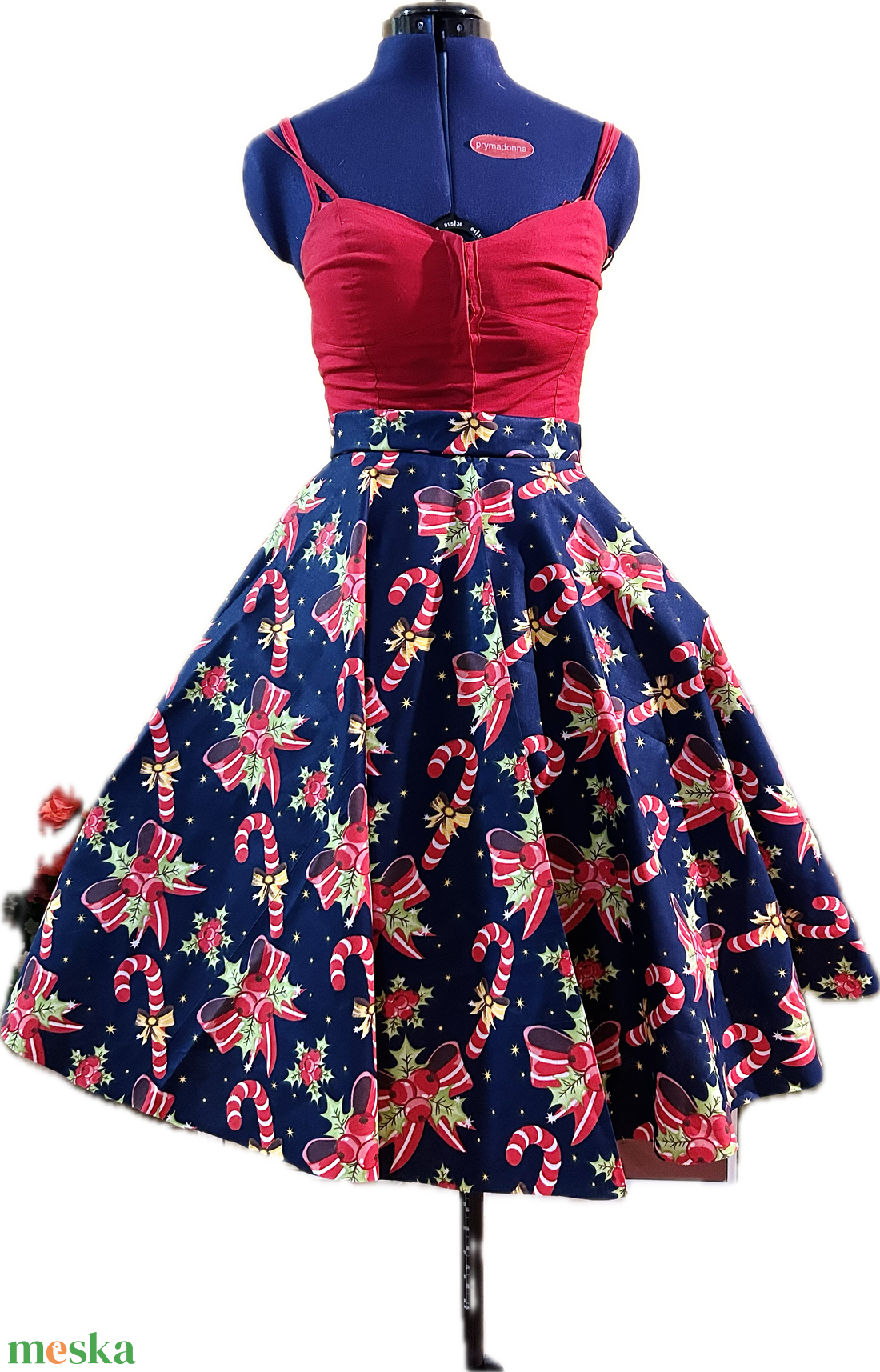 Pinup Rockabilly szoknya LIMITÁLT karácsonyi mintás  - ruha & divat - női ruha - szoknya - Meska.hu