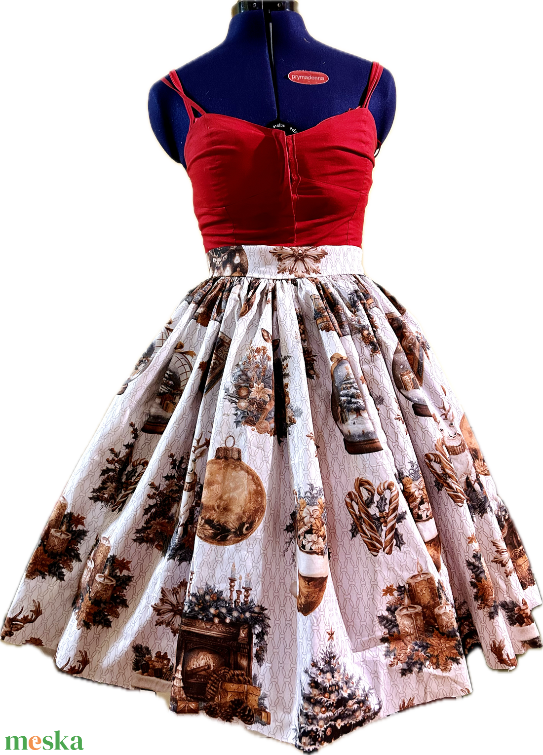 Pinup Rockabilly szoknya Vintage retro karácsonyi mintás  - ruha & divat - női ruha - szoknya - Meska.hu