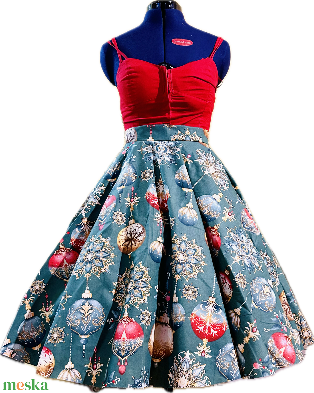 Pinup Rockabilly szoknya Vintage retro karácsonyi mintás  - ruha & divat - női ruha - szoknya - Meska.hu