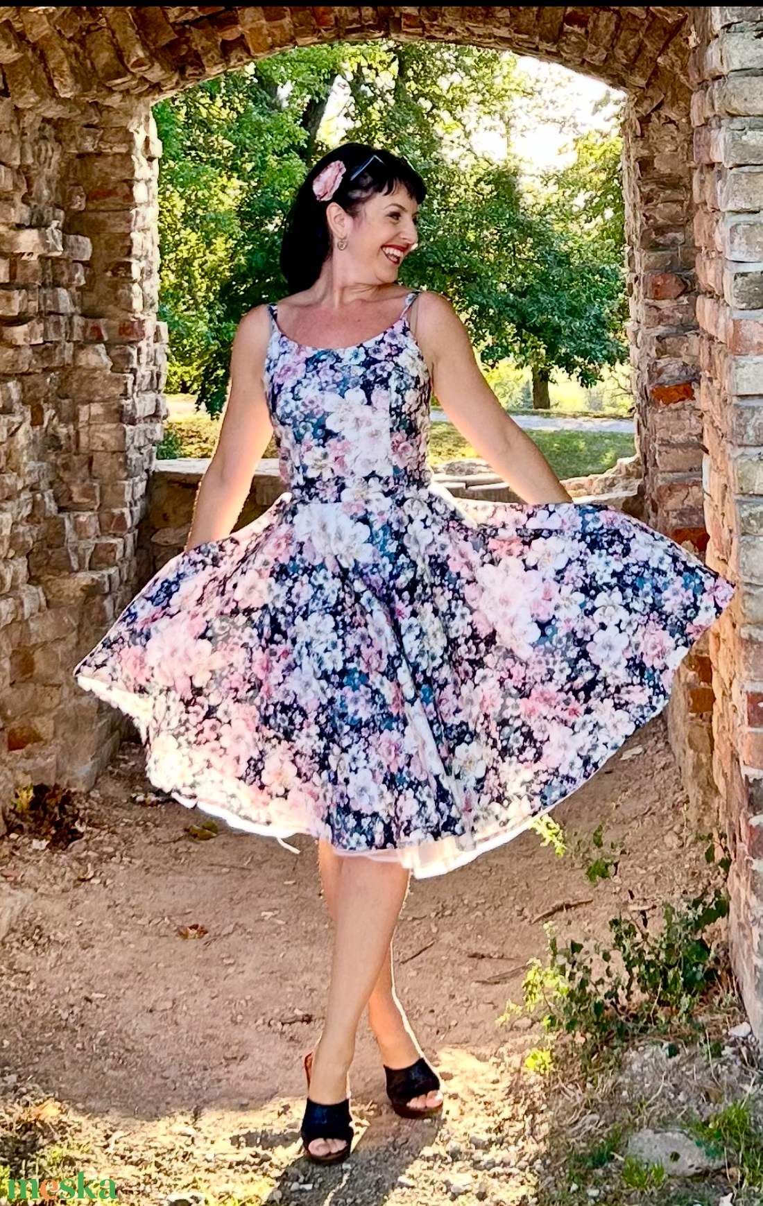 Pinup Rockabilly ruha Sakura cseresznye virág mintás - ruha & divat - női ruha - ruha - Meska.hu Pinup Rockabilly ruha Sakura cseresznye virág mintás - ruha & divat - női ruha - ruha - Meska.hu