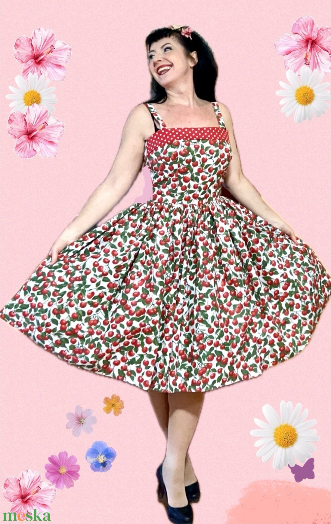 Pinup Rockabilly ruha cseresznye mintás, gyümölcs - ruha & divat - női ruha - ruha - Meska.hu Pinup Rockabilly ruha cseresznye mintás, gyümölcs - ruha & divat - női ruha - ruha - Meska.hu