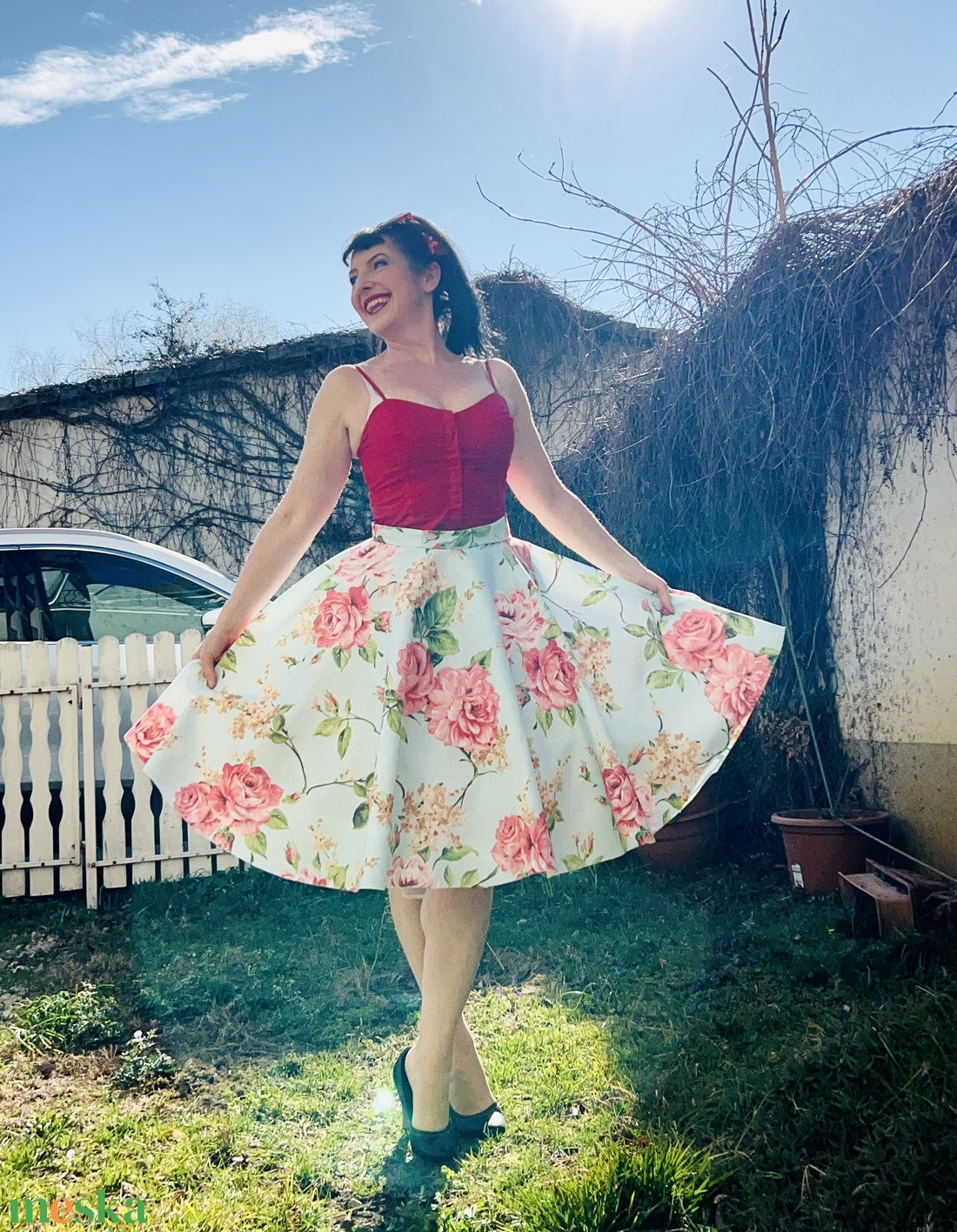 Pinup Rockabilly retro rózsás szoknya romantikus koszorúslány - ruha & divat - női ruha - szoknya - Meska.hu Pinup Rockabilly retro rózsás szoknya romantikus koszorúslány - ruha & divat - női ruha - szoknya - Meska.hu