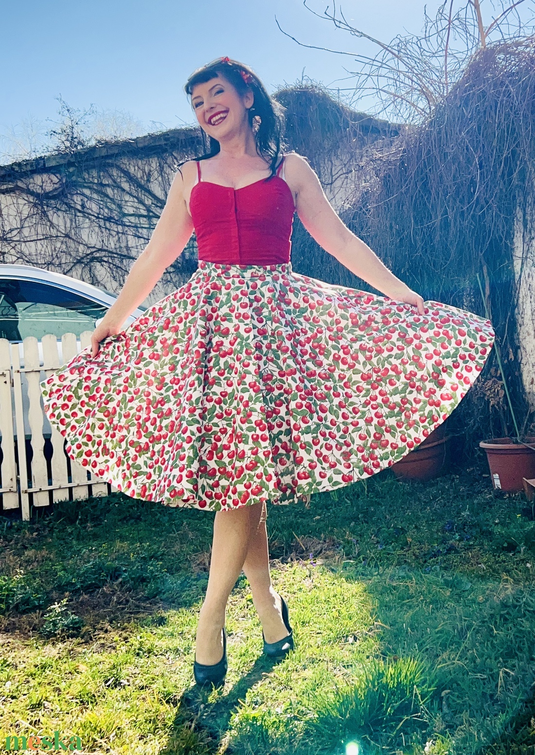 Pinup Rockabilly cseresznye mintás szoknya - ruha & divat - női ruha - szoknya - Meska.hu Pinup Rockabilly cseresznye mintás szoknya - ruha & divat - női ruha - szoknya - Meska.hu