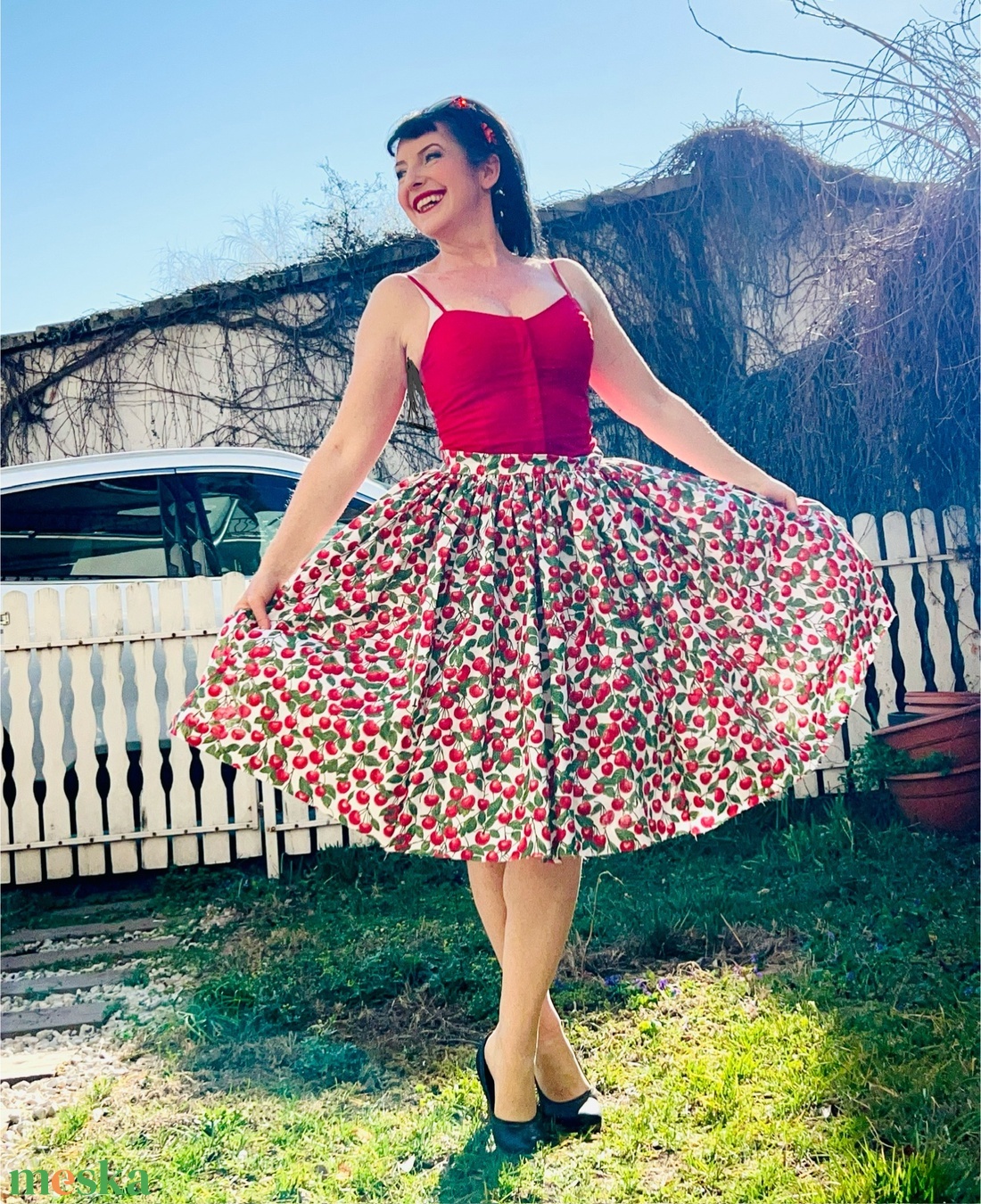 Folk Rockabilly cseresznye mintás szoknya - ruha & divat - női ruha - szoknya - Meska.hu Folk Rockabilly cseresznye mintás szoknya - ruha & divat - női ruha - szoknya - Meska.hu