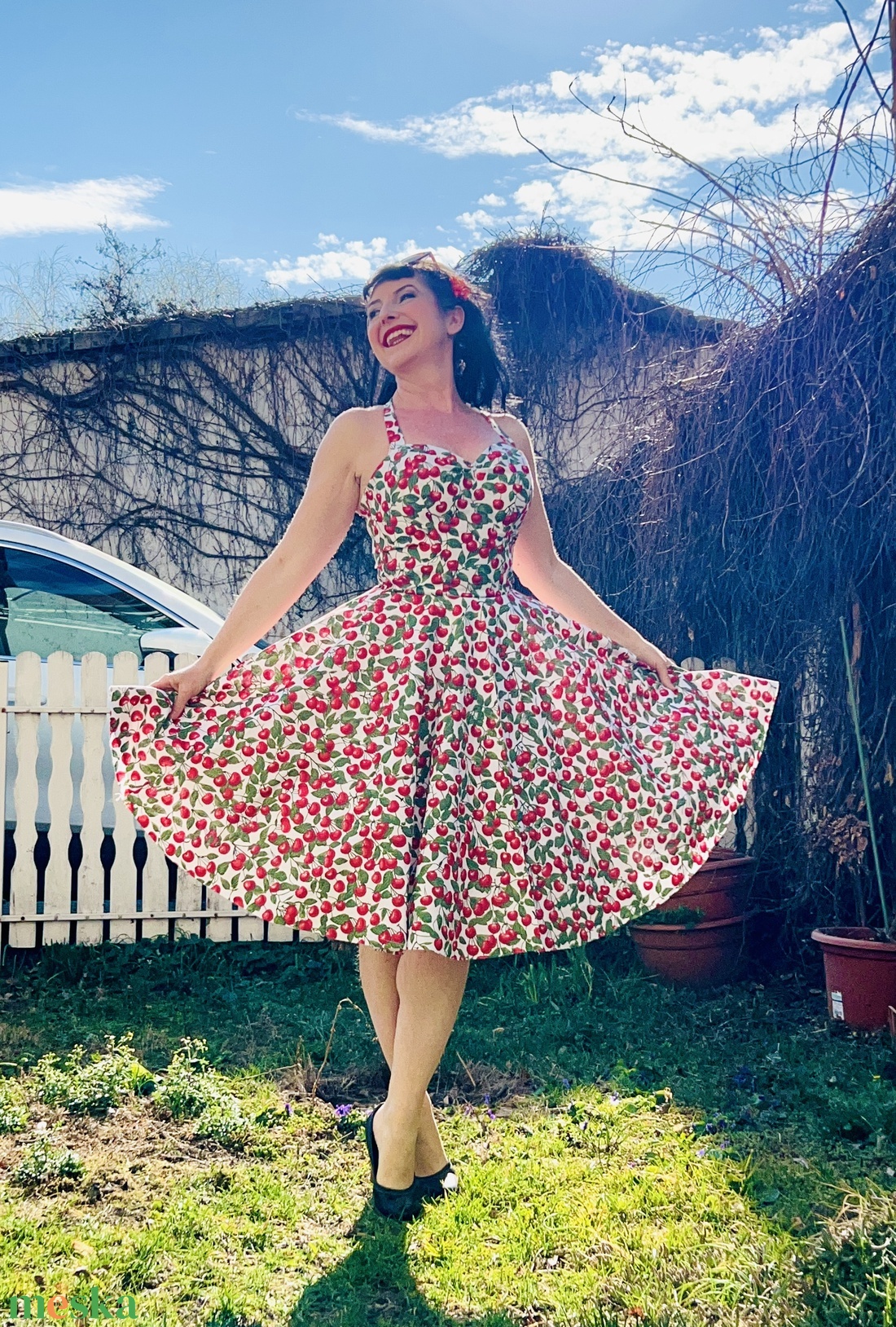 Pinup Rockabilly ruha cseresznye mintás, virágos - ruha & divat - női ruha - ruha - Meska.hu Pinup Rockabilly ruha cseresznye mintás, virágos - ruha & divat - női ruha - ruha - Meska.hu
