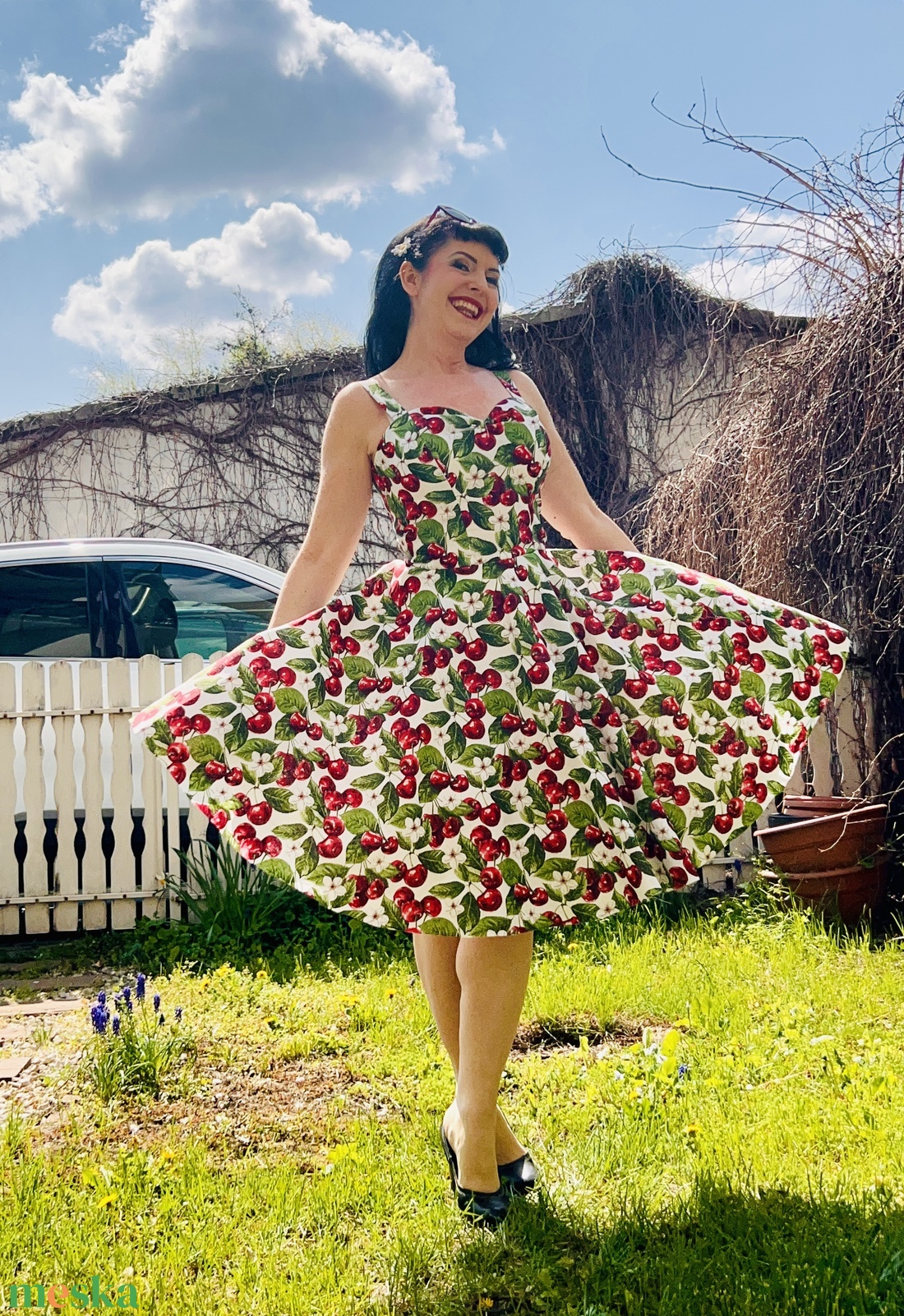 Pinup Rockabilly ruha cseresznye mintás, virágos - ruha & divat - női ruha - ruha - Meska.hu Pinup Rockabilly ruha cseresznye mintás, virágos - ruha & divat - női ruha - ruha - Meska.hu