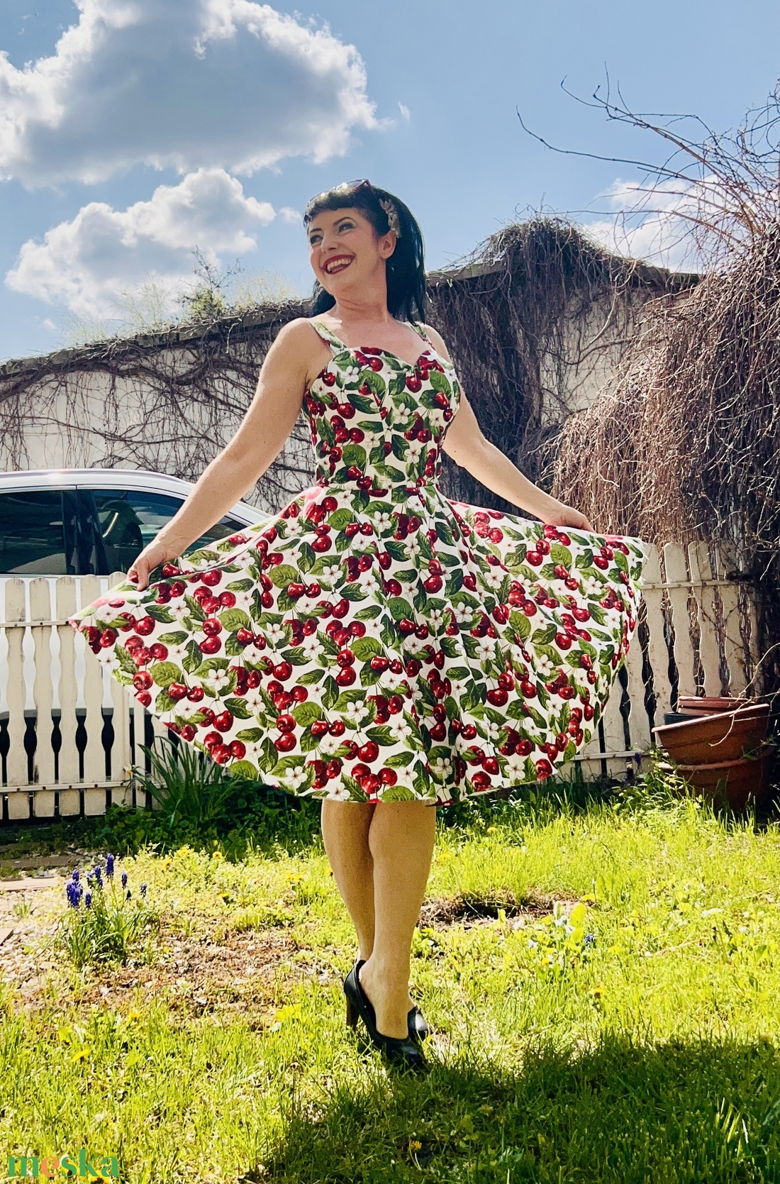 Pinup Rockabilly ruha cseresznye mintás, virágos - ruha & divat - női ruha - ruha - Meska.hu Pinup Rockabilly ruha cseresznye mintás, virágos - ruha & divat - női ruha - ruha - Meska.hu