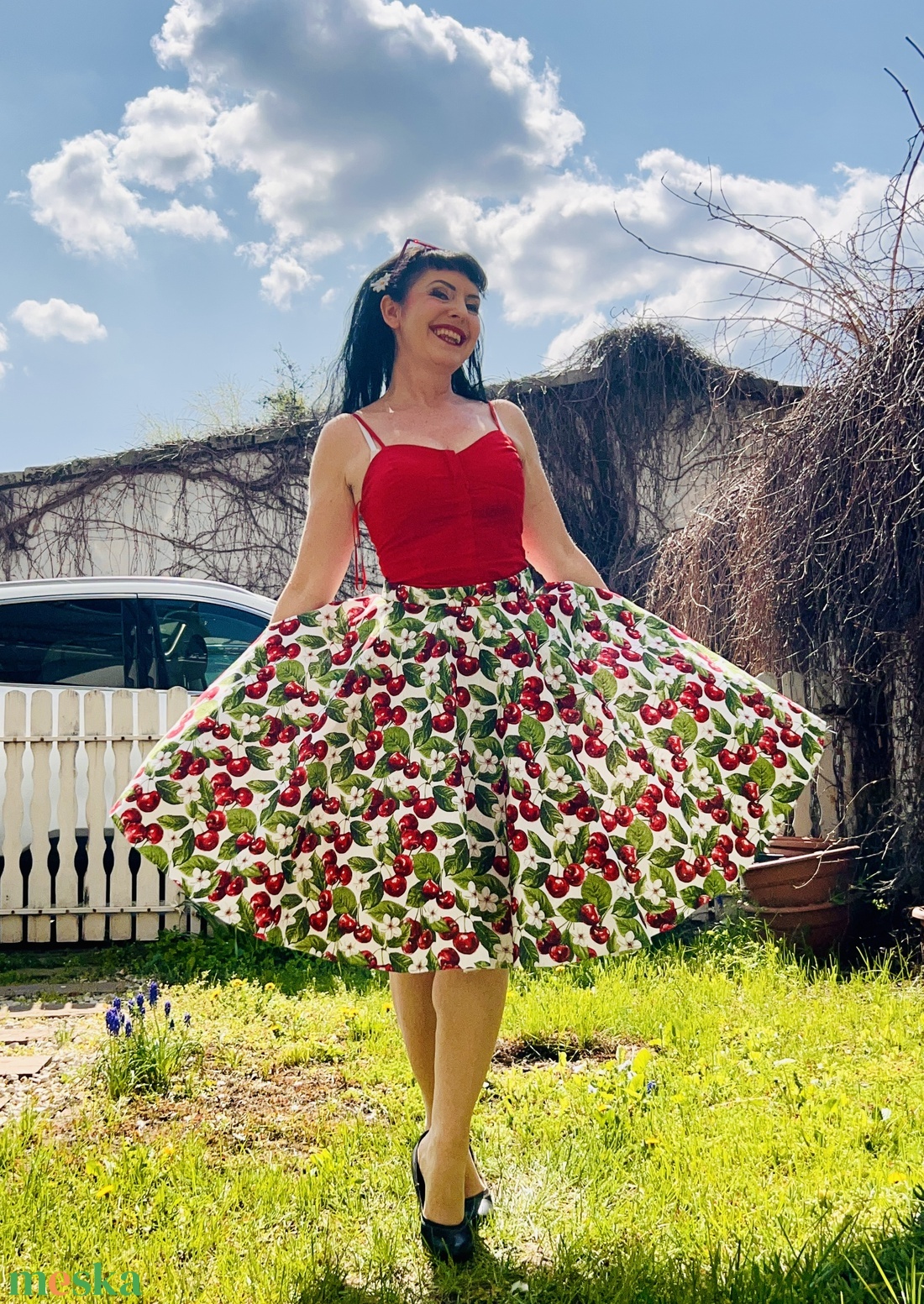 Pinup Rockabilly cseresznye mintás szoknya - ruha & divat - női ruha - szoknya - Meska.hu Pinup Rockabilly cseresznye mintás szoknya - ruha & divat - női ruha - szoknya - Meska.hu
