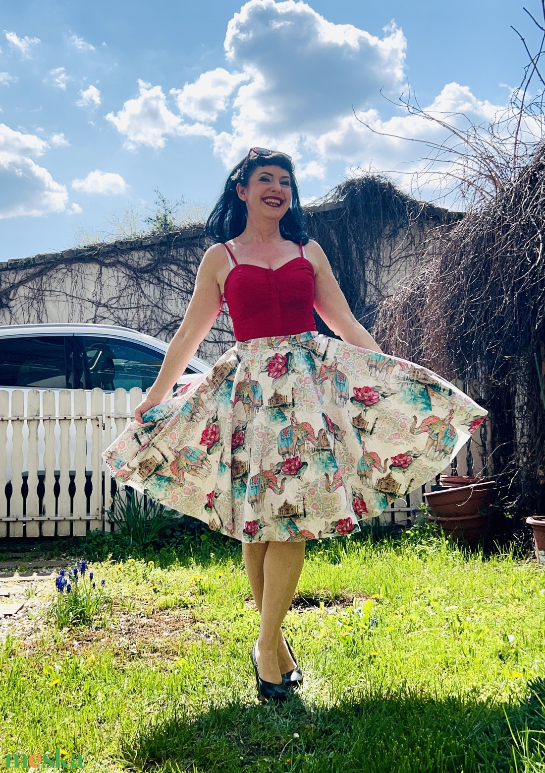 Pinup retro Rockabilly indiai elefánt lótusz Taj Mahal mintás szoknya - ruha & divat - női ruha - szoknya - Meska.hu Pinup retro Rockabilly indiai elefánt lótusz Taj Mahal mintás szoknya - ruha & divat - női ruha - szoknya - Meska.hu