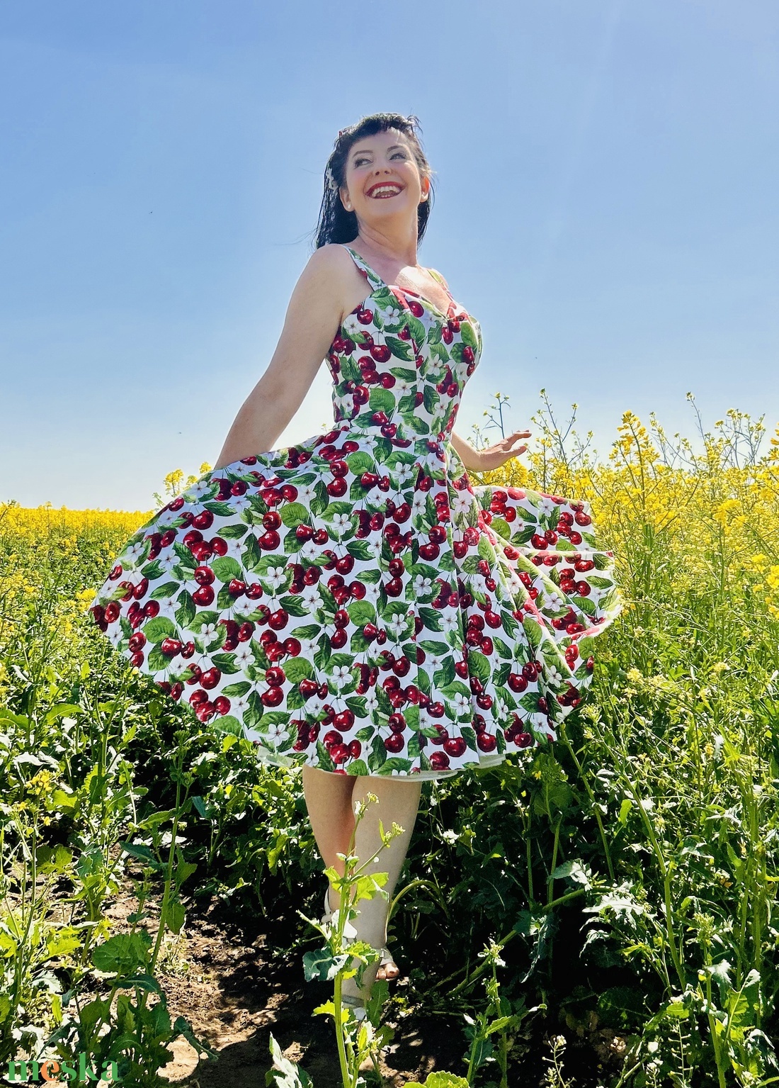 Pinup Rockabilly ruha cseresznye mintás, virágos - ruha & divat - női ruha - ruha - Meska.hu Pinup Rockabilly ruha cseresznye mintás, virágos - ruha & divat - női ruha - ruha - Meska.hu