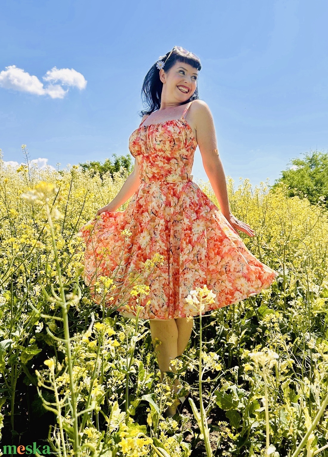 Pinup Rockabilly ruha viragos ruha - ruha & divat - női ruha - ruha - Meska.hu