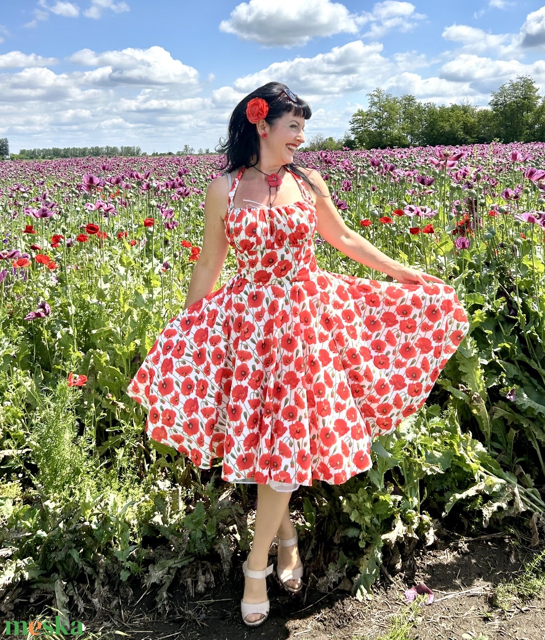 Pinup Rockabilly ruha, LIMITÁLT pipacs mintás - ruha & divat - női ruha - ruha - Meska.hu Pinup Rockabilly ruha, LIMITÁLT pipacs mintás - ruha & divat - női ruha - ruha - Meska.hu