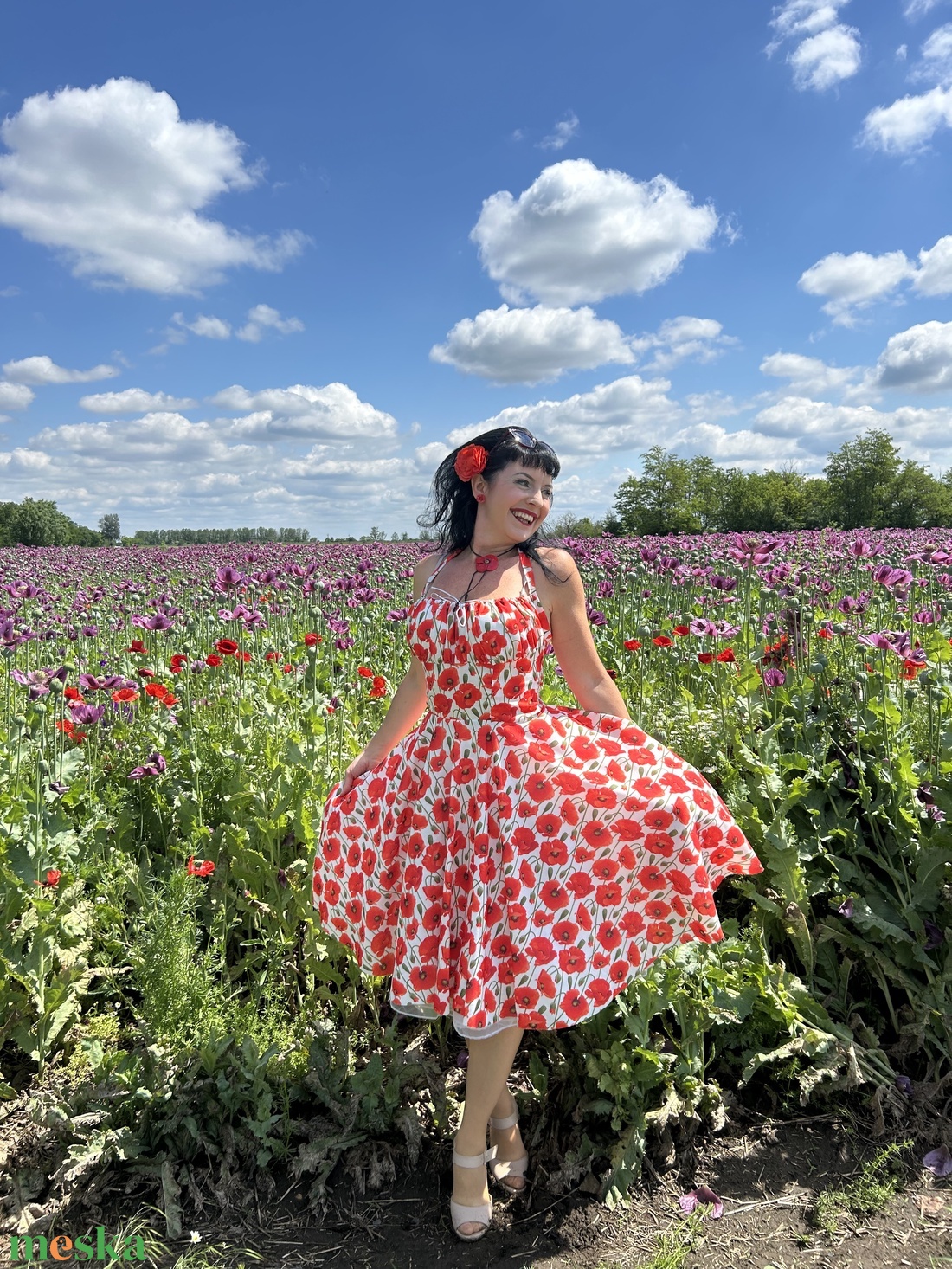 Pinup Rockabilly ruha, LIMITÁLT pipacs mintás - ruha & divat - női ruha - ruha - Meska.hu Pinup Rockabilly ruha, LIMITÁLT pipacs mintás - ruha & divat - női ruha - ruha - Meska.hu