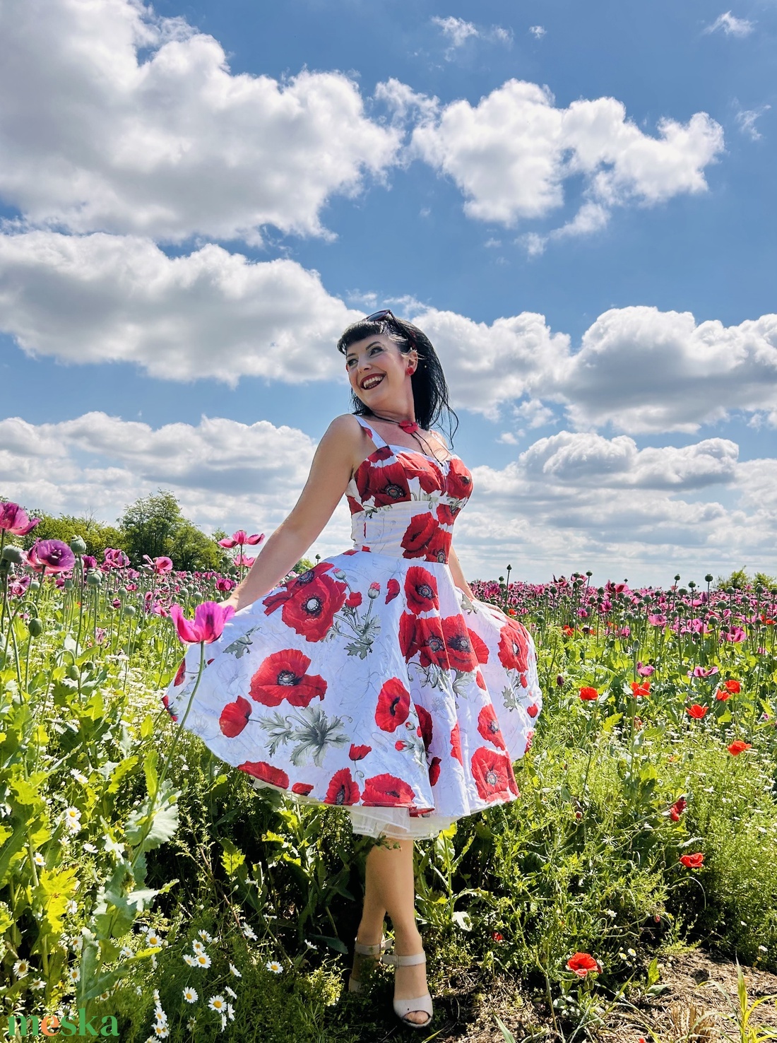 Pinup Rockabilly ruha, LIMITÁLT pipacs mintás - ruha & divat - női ruha - ruha - Meska.hu Pinup Rockabilly ruha, LIMITÁLT pipacs mintás - ruha & divat - női ruha - ruha - Meska.hu