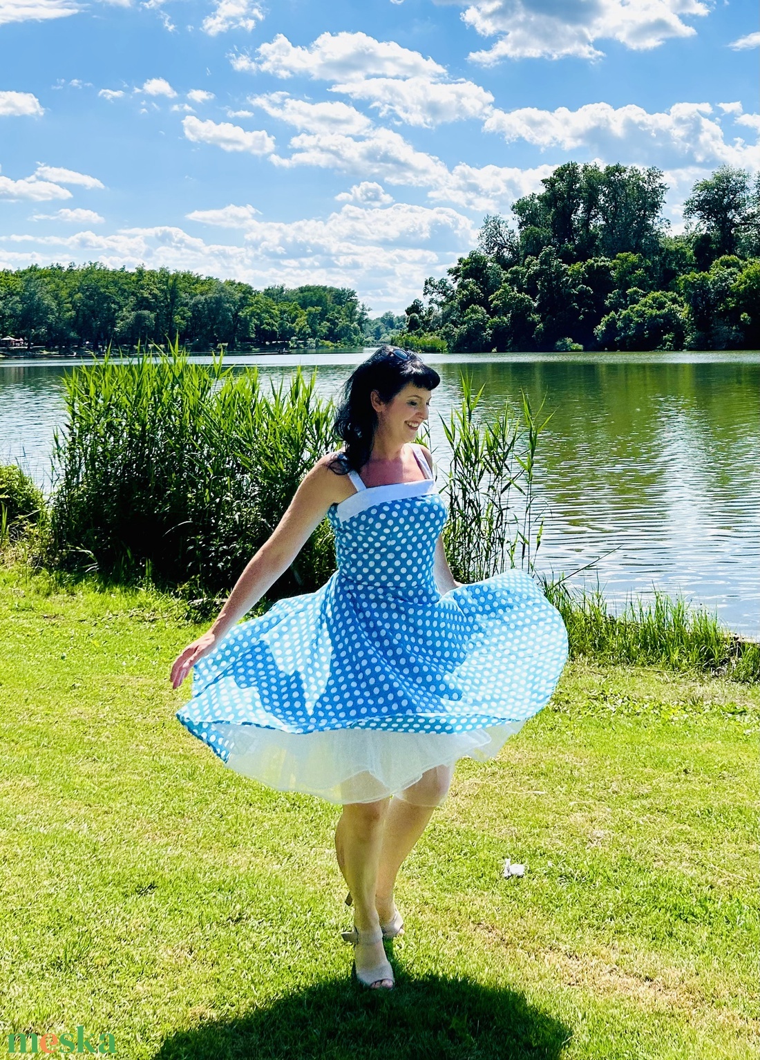 Pinup Rockabilly ruha kék pöttyös - ruha & divat - női ruha - ruha - Meska.hu Pinup Rockabilly ruha kék pöttyös - ruha & divat - női ruha - ruha - Meska.hu