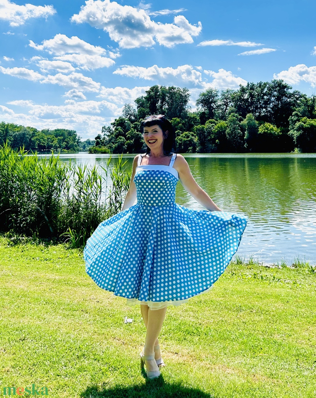 Pinup Rockabilly ruha kék pöttyös - ruha & divat - női ruha - ruha - Meska.hu Pinup Rockabilly ruha kék pöttyös - ruha & divat - női ruha - ruha - Meska.hu